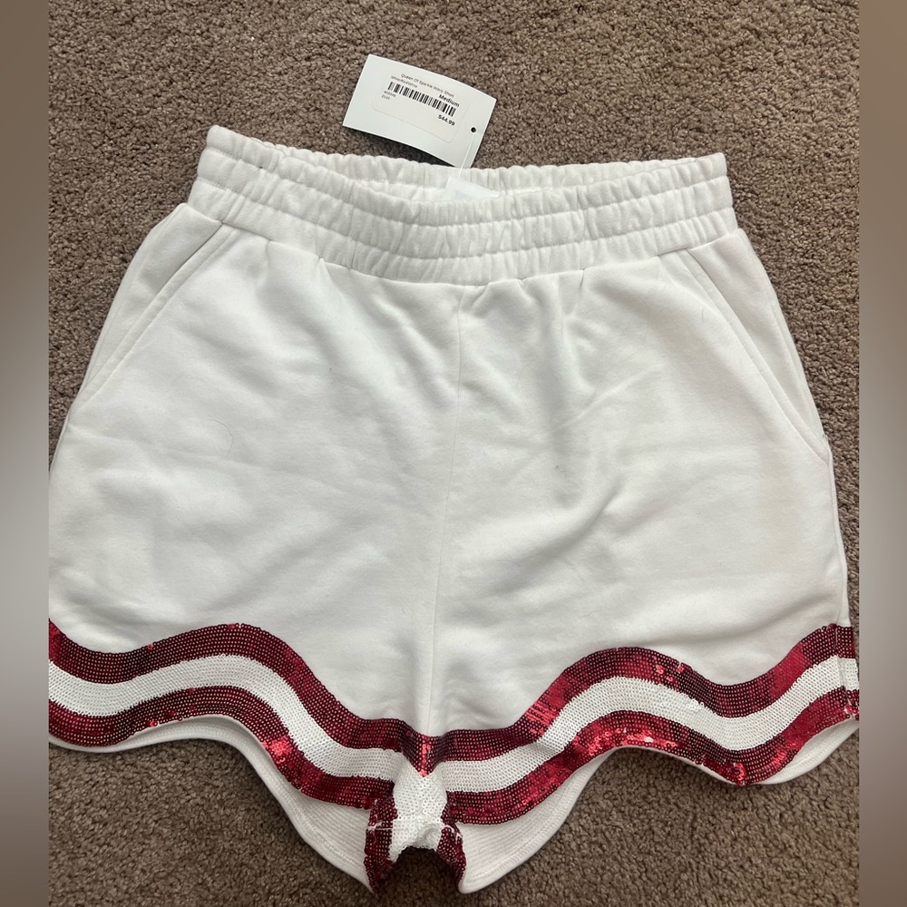 Pants Store White and Red sequin sweat shorts size medium